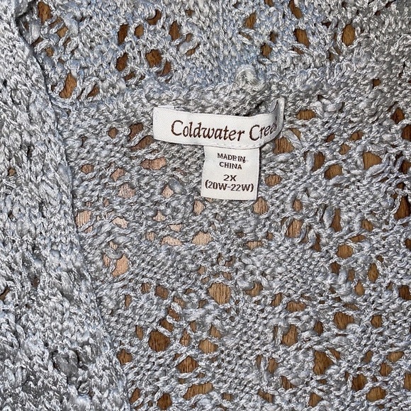 Coldwater Creek womens cardigan XXL  20w 22w crochet knit duster grey silver - Picture 5 of 8